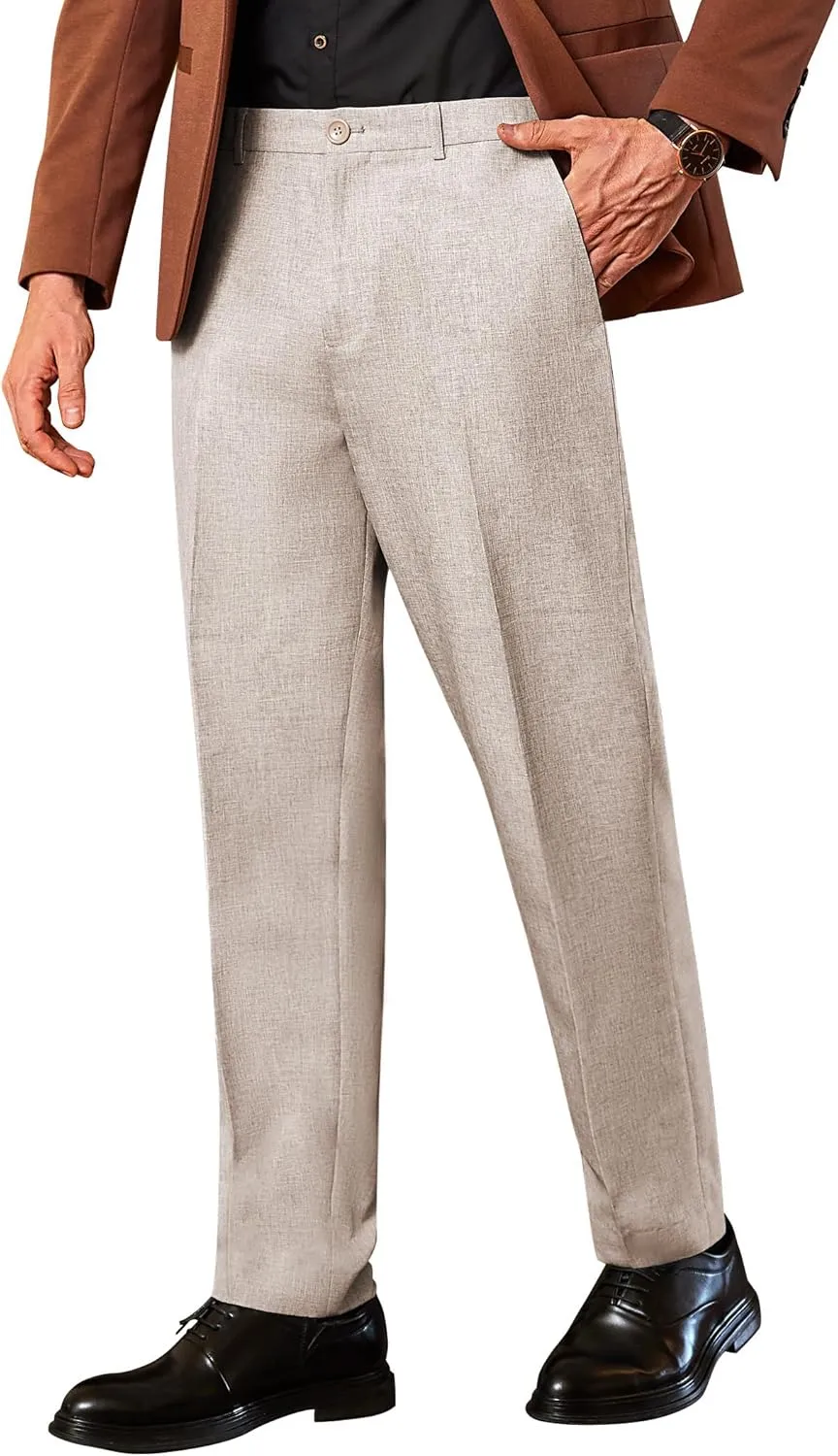 COOFANDY Men Classic Fit Dress Pant Casual Flat Front Pant Expandable Waist Suit Pant