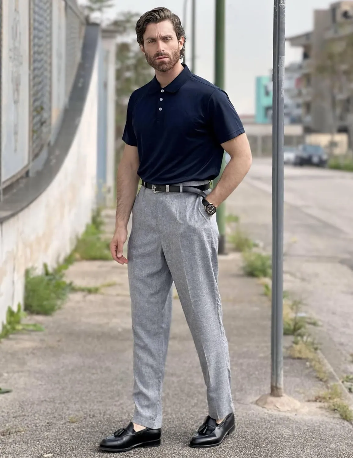 COOFANDY Men Classic Fit Dress Pant Casual Flat Front Pant Expandable Waist Suit Pant