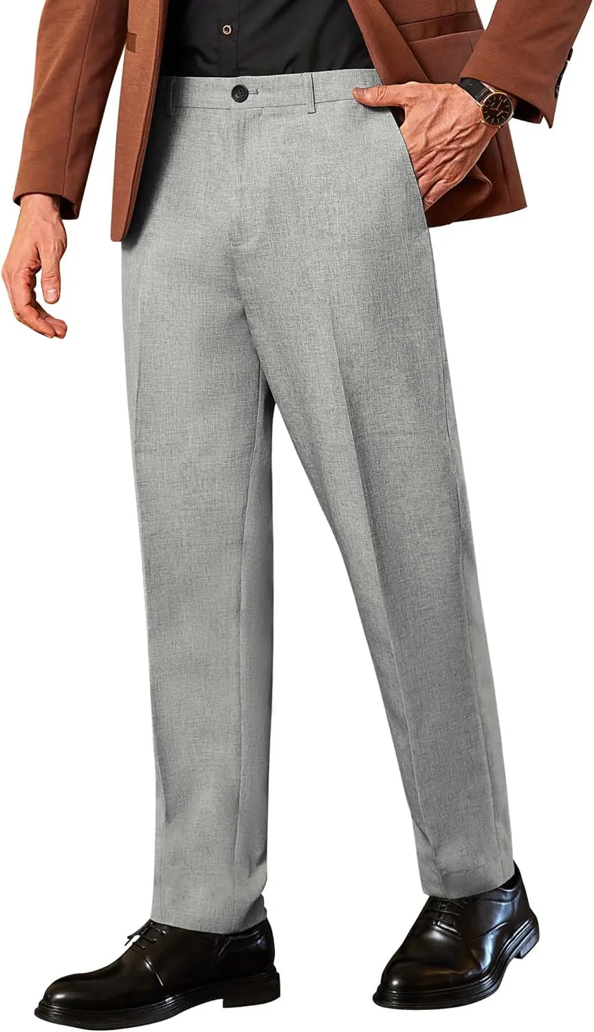 COOFANDY Men Classic Fit Dress Pant Casual Flat Front Pant Expandable Waist Suit Pant
