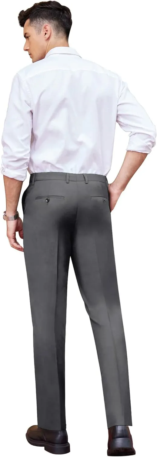 COOFANDY Men's Classic Fit Dress Pants Flat Front Straight Formal Pants Wrinkle Free Expandable Waist Suit Pants