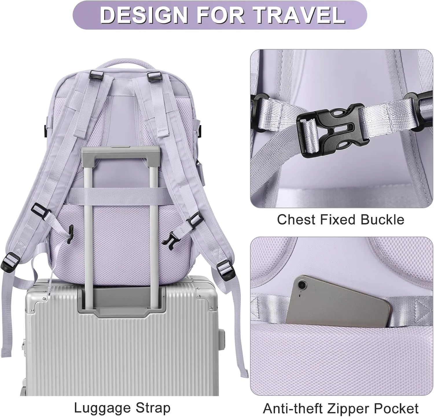 coofay Extra Backpack For Traveling On Airplane Carry On Backpack For Women Men Airline Approved Personal Item Bag For Airlines Gym Bag For Women With Shoe Compartment Waterproof Hiking Backpack