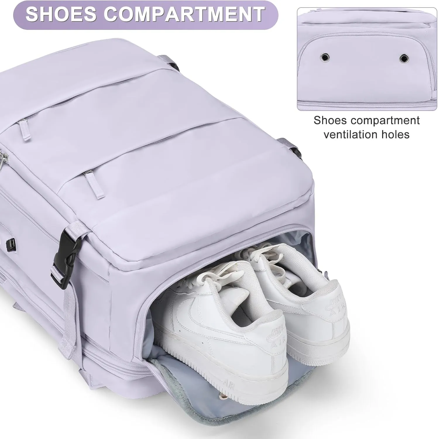 coofay Extra Backpack For Traveling On Airplane Carry On Backpack For Women Men Airline Approved Personal Item Bag For Airlines Gym Bag For Women With Shoe Compartment Waterproof Hiking Backpack
