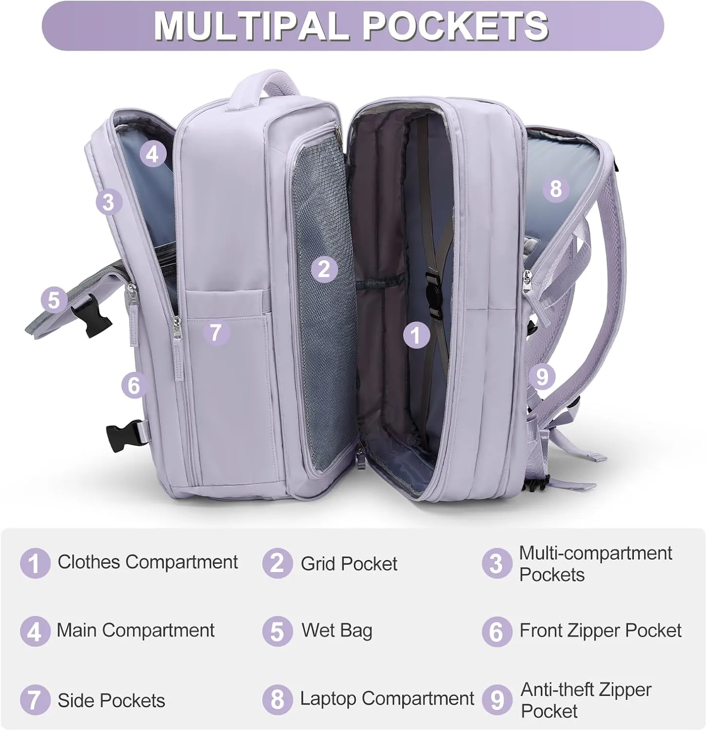 coofay Extra Backpack For Traveling On Airplane Carry On Backpack For Women Men Airline Approved Personal Item Bag For Airlines Gym Bag For Women With Shoe Compartment Waterproof Hiking Backpack