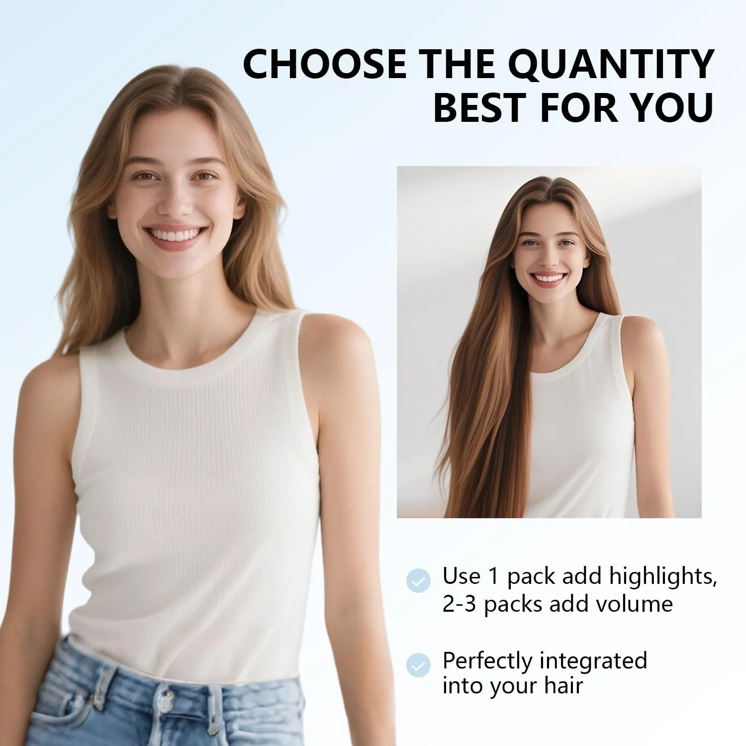 COOKAYU Clip in Hair Extensions Human Hair, 8/60 Ash Brown to Platinum Blonde Ombre Real Hair Extensions Clip in Human Hair, 20inch 120g 7Pcs