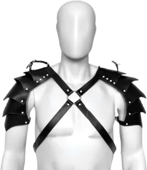 Cool Leather Armor Costume, Fierce Leather Suit, Create a Special Christmas Look, Make Your Stage Performance Night. (Double Armor - Black)
