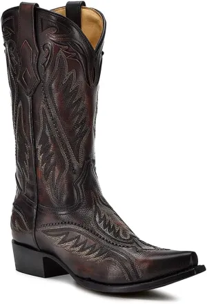 CORRAL MEN'S BROWN EMBROIDERY & WOVEN & INLAY, LEATHER SOLE, COWHIDE LEATHER, WESTERN BOOTS, C4150