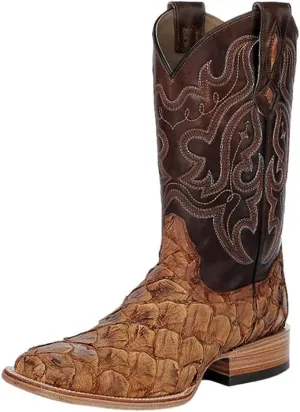 Corral Western Boots Mens Embroidery Fish Pirarucu 7.5 EE Cognac B5004