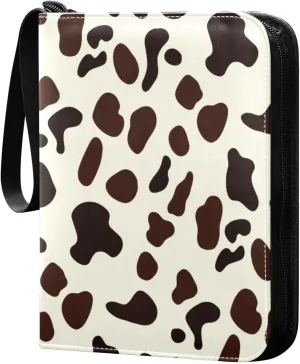 Cow Spots Card Binder 4 Pockets, 400 Pockets Trading Card Binder Removable Card Albums Card Holder for Games, Sports, Football, Baseball Cards
