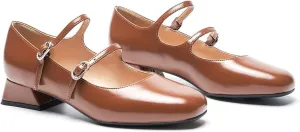 C.Paravano Women Mary Jane Low Block Heels - Square Toe Double Strap Dress Shoes Work Pumps Comfortable for Daily Wear, Office, Party, Wedding, Dating, Spring/Summer Events, Formal/Casual Occasions