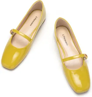 C.Paravano Women's Mary Jane Flats | Comfortable Square Toe Ballet Flats | Mary Jane Shoes with Strap | Casual Dress Flat Shoes for Party Wedding & Work Office，Date Nights