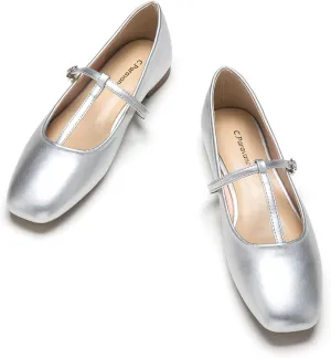 C.Paravano Women's Mary Jane Flats | Comfortable Square Toe Ballet Flats | Mary Jane Shoes with Strap | Casual Dress Flat Shoes for Party Wedding & Work Office，Date Nights