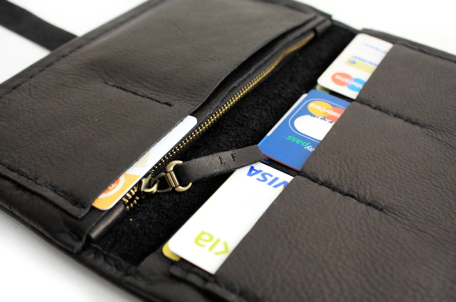 Cris leather wallet black color. Customizable wallet with your initials