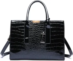 Crocodile Pattern Satchel Fashion PU Leather Tote Luxury Ladies Handbag Shiny Shoulder Bag Women Top-Handle Purse