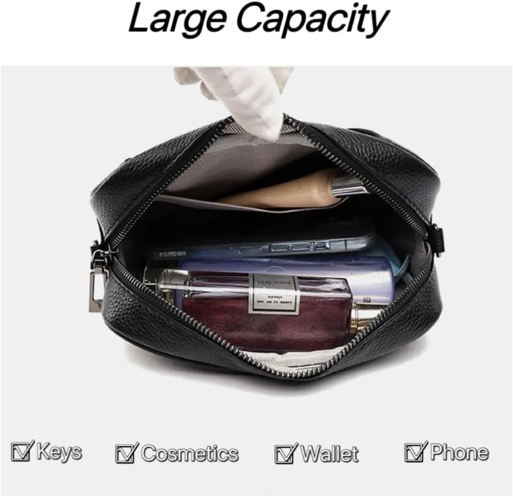 Crossbody Bags for Women Genuine Leather Purses Small Shoulder Handbags for Women Multipurpose Cross Body With Wide Strap