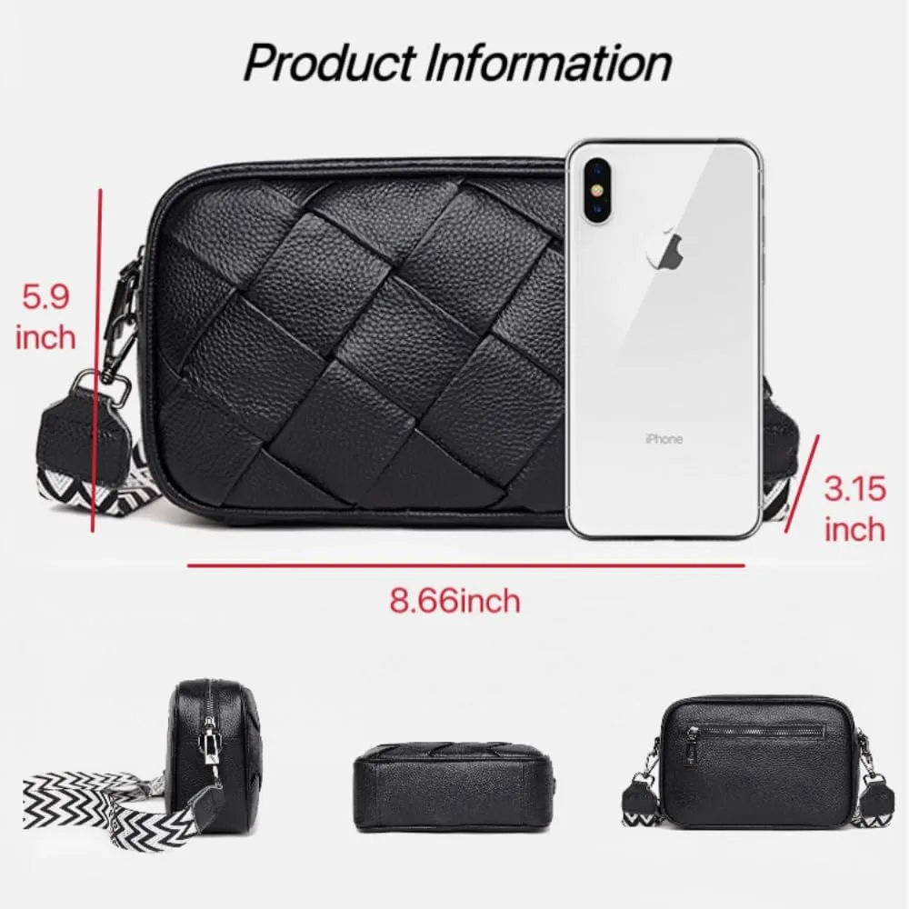 Crossbody Bags for Women Genuine Leather Purses Small Shoulder Handbags for Women Multipurpose Cross Body With Wide Strap