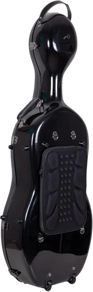 Crossrock Fiberglass 4/4 Full Size Black Hardshell Cello Case with Wheels (CRF1020CEFBK)
