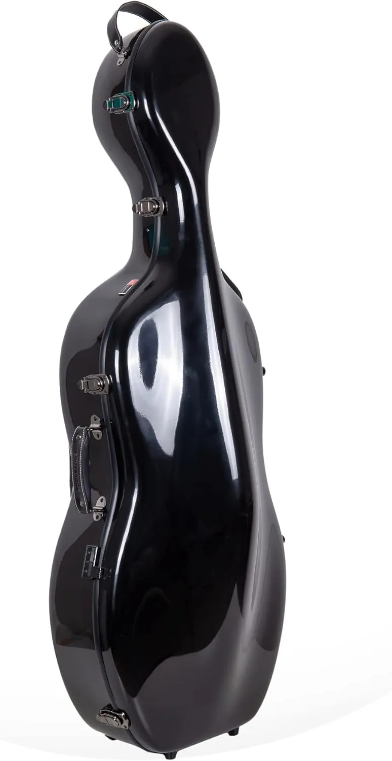 Crossrock Fiberglass 4/4 Full Size Black Hardshell Cello Case with Wheels (CRF1020CEFBK)