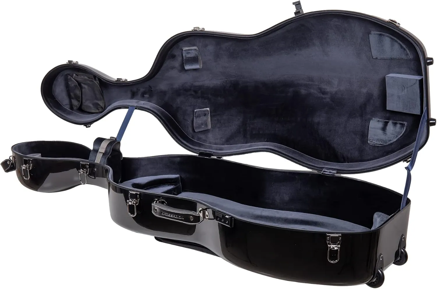 Crossrock Fiberglass 4/4 Full Size Black Hardshell Cello Case with Wheels (CRF1020CEFBK)