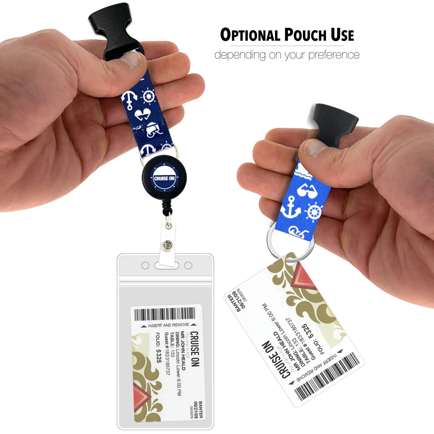 Cruise Lanyards with ID Holder, Retractable Badge & Waterproof Card Holders (Blue & Royal Icons)