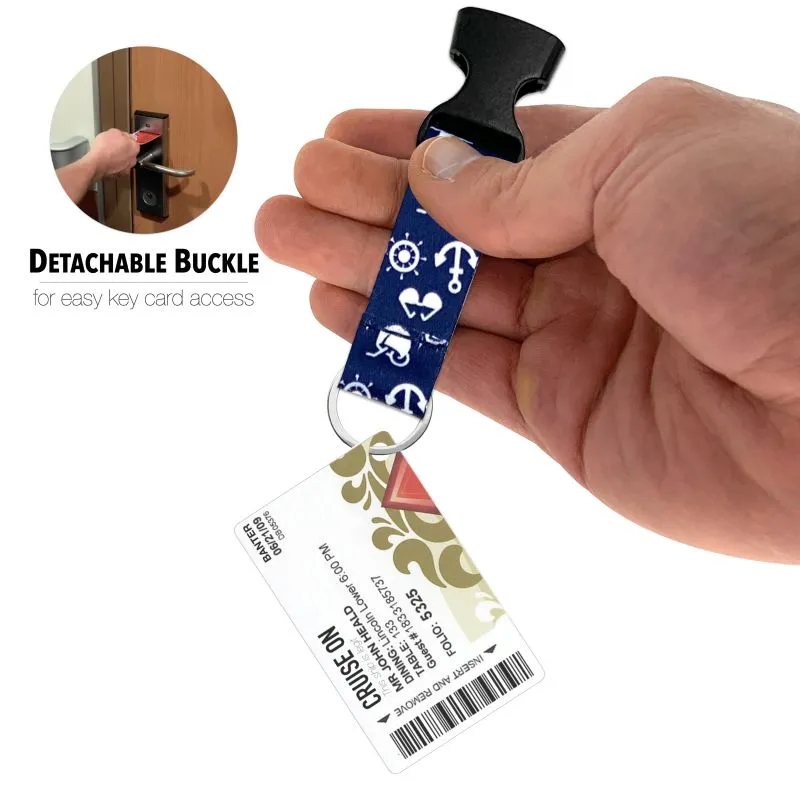 Cruise Lanyards with ID Holder, Retractable Badge & Waterproof Card Holders (Blue w White)