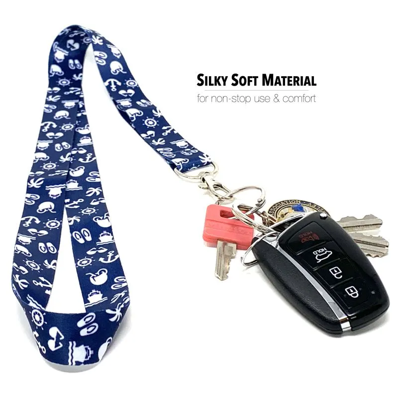 Cruise Lanyards with ID Holder, Retractable Badge & Waterproof Card Holders (Blue w White)