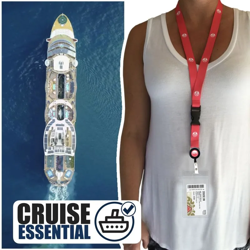 Cruise Lanyards with ID Holder, Retractable Badge & Waterproof Card Holders (Pink Anchor)