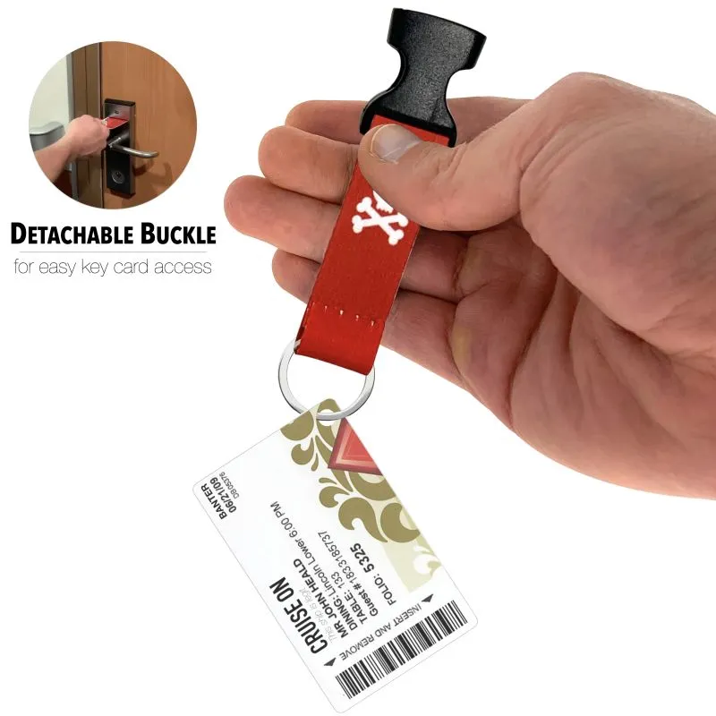 Cruise Lanyards with ID Holder, Retractable Badge & Waterproof Card Holders (Red Pirate)