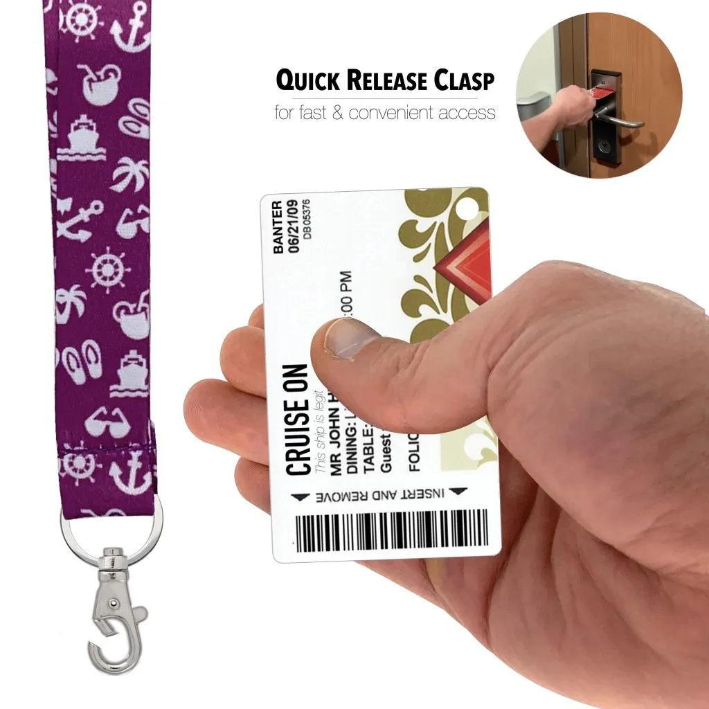 Cruise Lanyards with Waterproof Key Card Holder [2 Pack] Purple