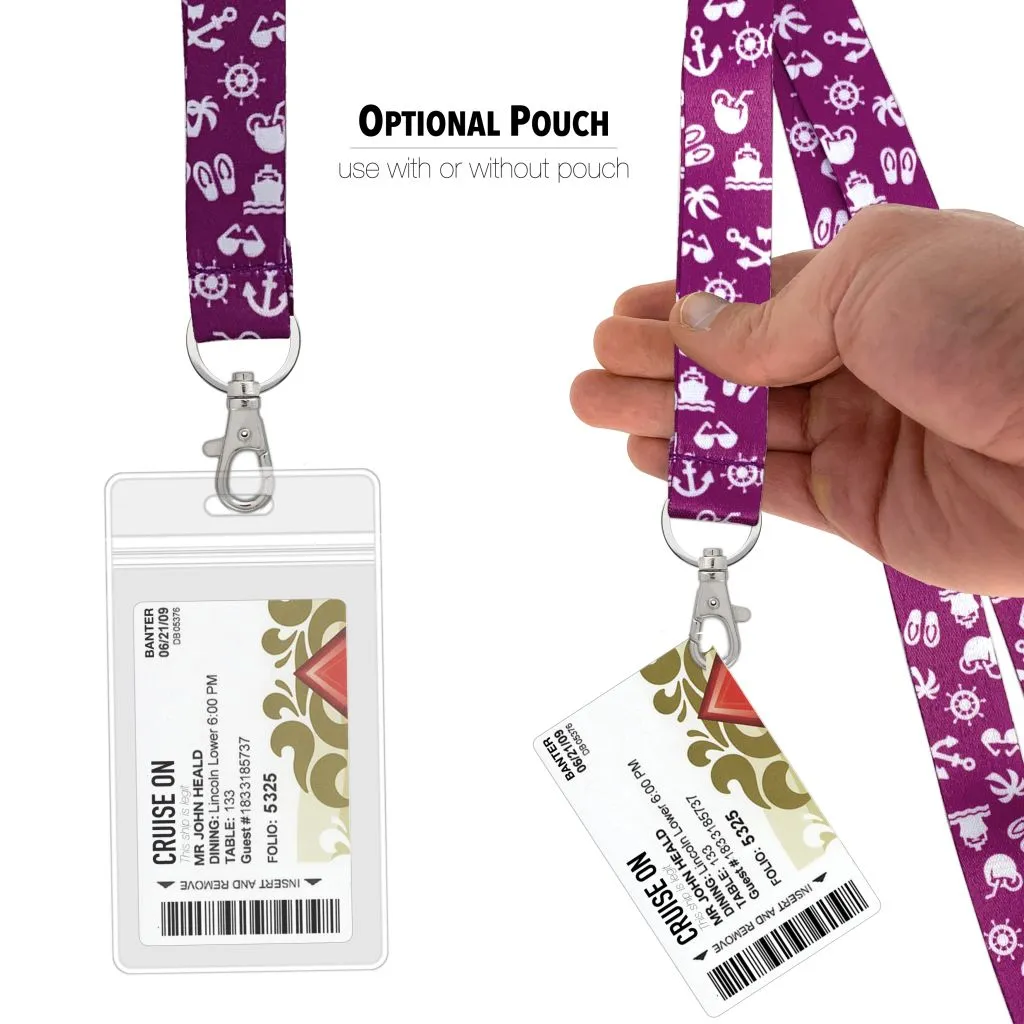 Cruise Lanyards with Waterproof Key Card Holder [2 Pack] Purple