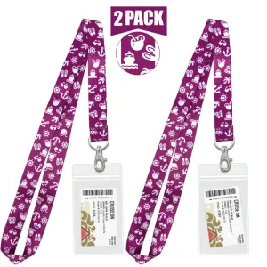 Cruise Lanyards with Waterproof Key Card Holder [2 Pack] Purple