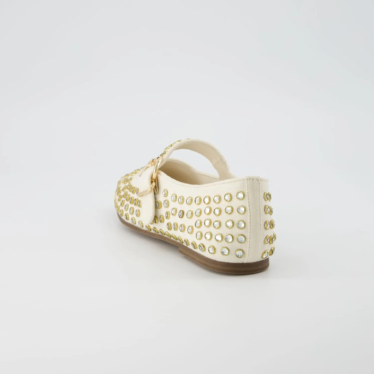 CUSHIONAIRE Princess Women’s Bling Studded Mary Jane Flats – Elegant Buckle Strap Shoes with Memory Foam