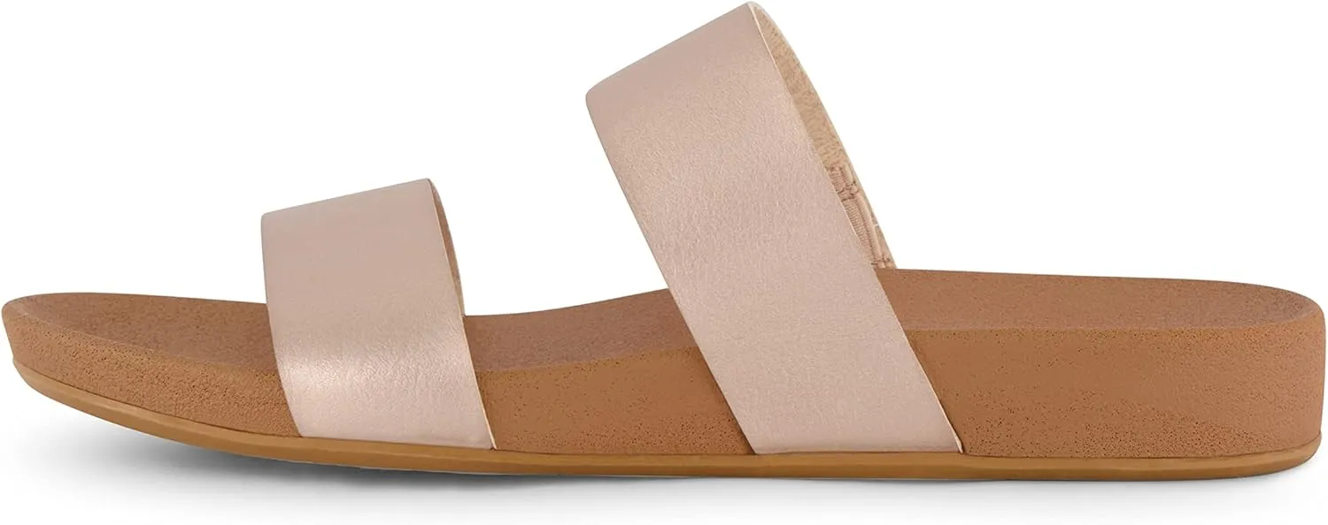 CUSHIONAIRE Women's Josie 2 band slide footbed sandal  Comfort Foam