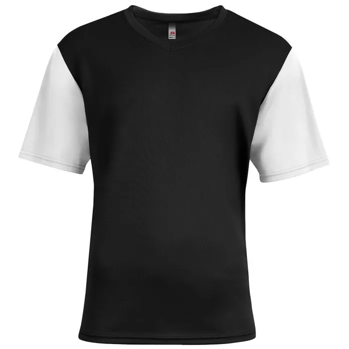 Custom A4 Youth Sprint Color Block V-Neck Soccer Tee