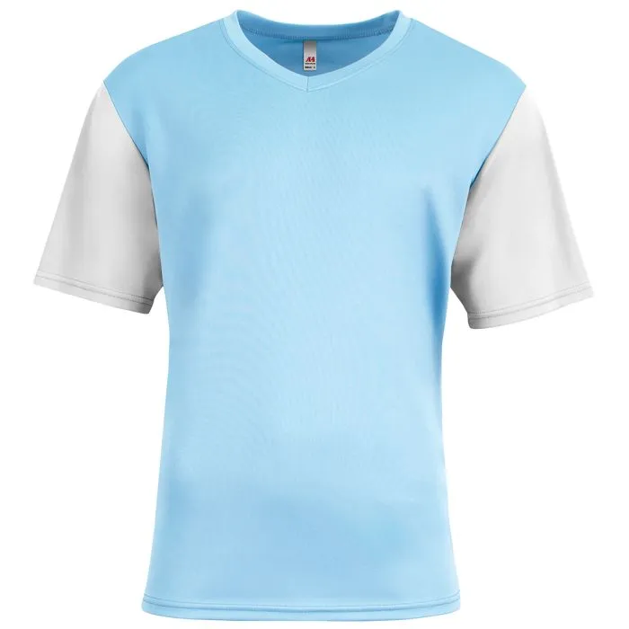 Custom A4 Youth Sprint Color Block V-Neck Soccer Tee