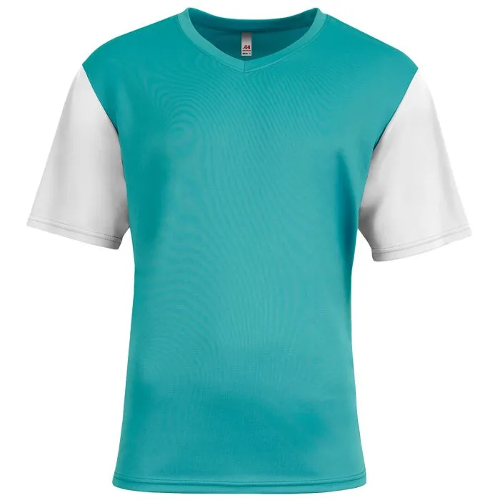 Custom A4 Youth Sprint Color Block V-Neck Soccer Tee