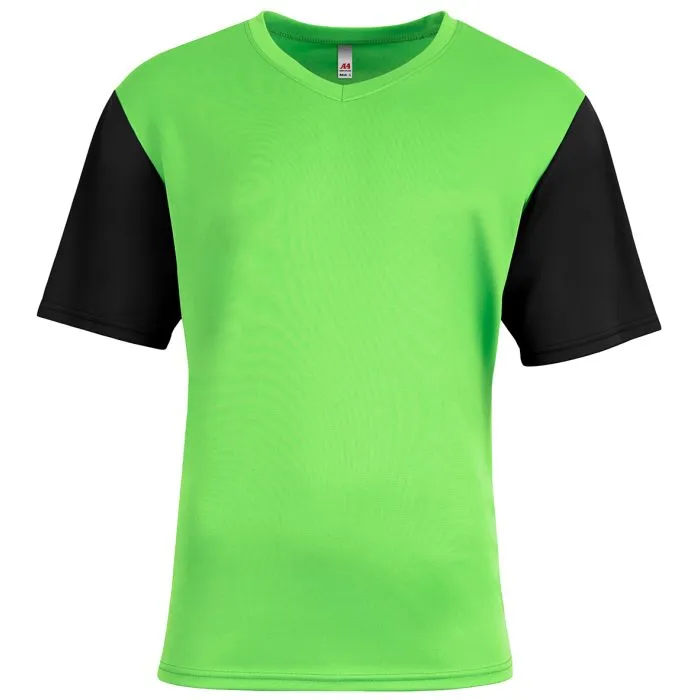 Custom A4 Youth Sprint Color Block V-Neck Soccer Tee