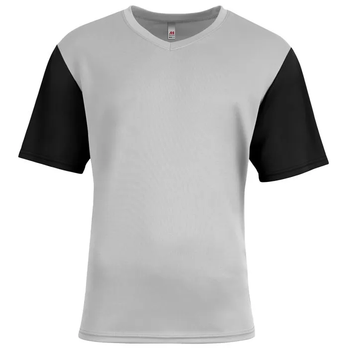 Custom A4 Youth Sprint Color Block V-Neck Soccer Tee