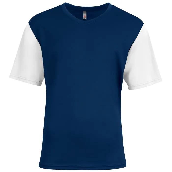 Custom A4 Youth Sprint Color Block V-Neck Soccer Tee