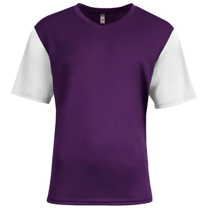 Custom A4 Youth Sprint Color Block V-Neck Soccer Tee