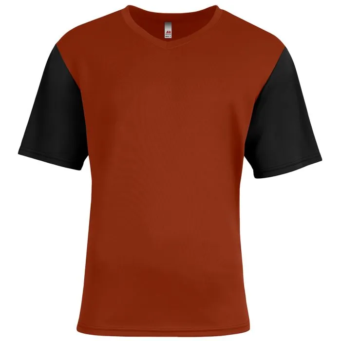 Custom A4 Youth Sprint Color Block V-Neck Soccer Tee