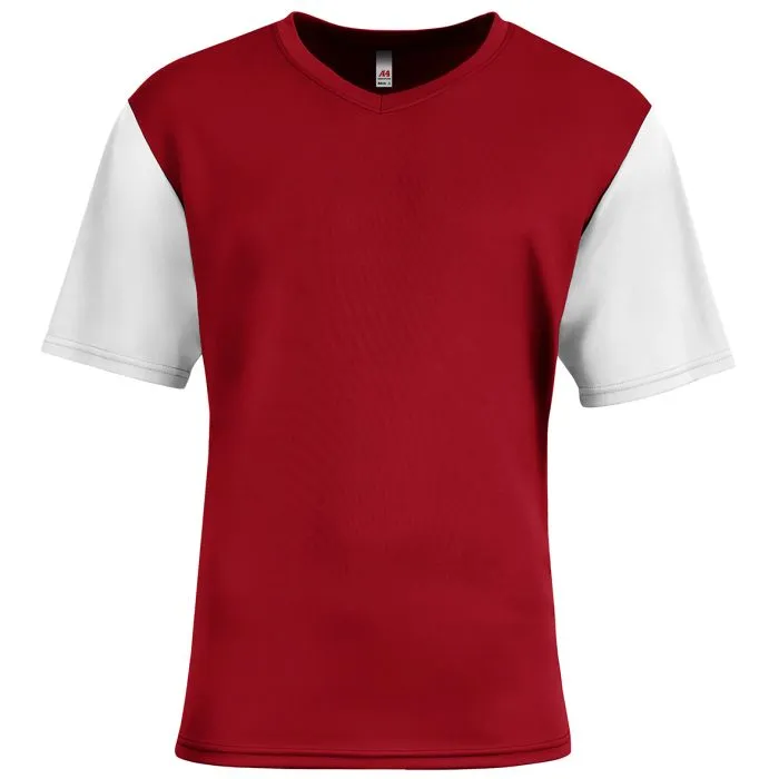 Custom A4 Youth Sprint Color Block V-Neck Soccer Tee