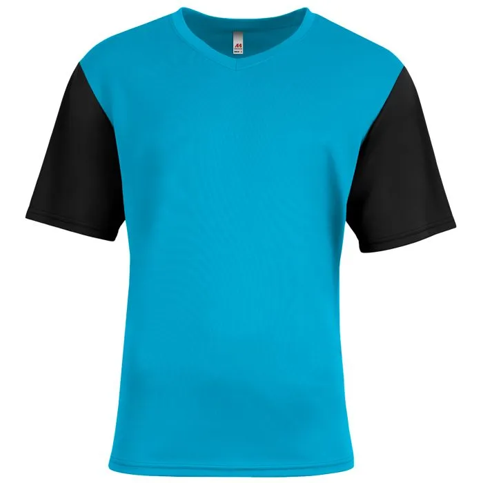 Custom A4 Youth Sprint Color Block V-Neck Soccer Tee