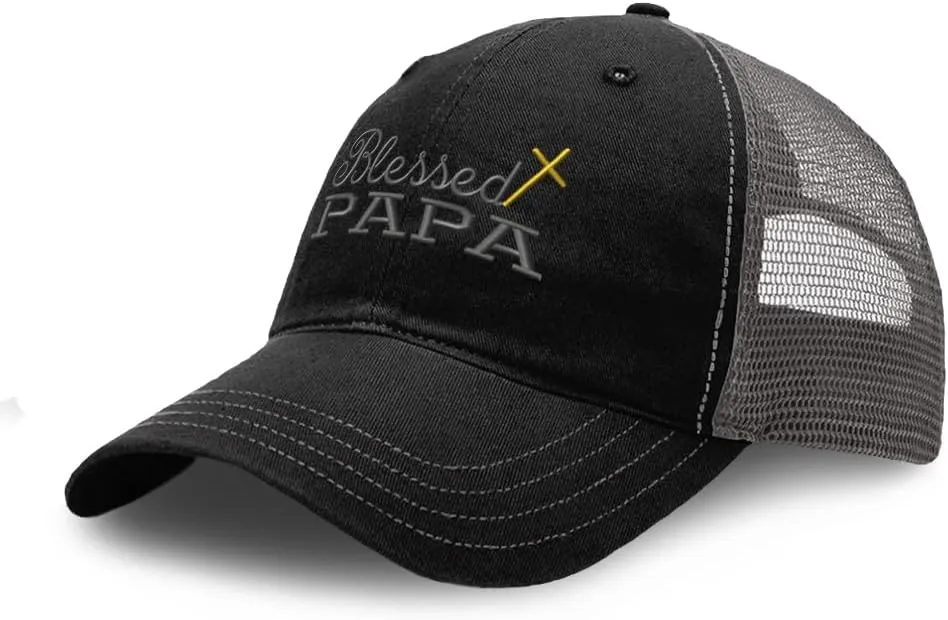 Custom Richardson Soft Mesh Cap Hat Embroidered Blessed Papa Father Daddy Dad Trucker Hats for Men & Women