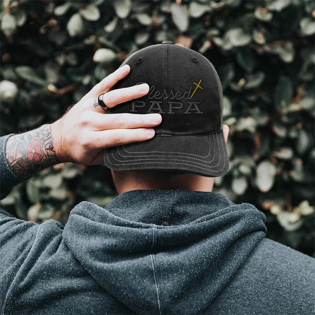 Custom Richardson Soft Mesh Cap Hat Embroidered Blessed Papa Father Daddy Dad Trucker Hats for Men & Women