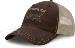 Custom Richardson Soft Mesh Cap Hat Embroidered Blessed Papa Father Daddy Dad Trucker Hats for Men & Women