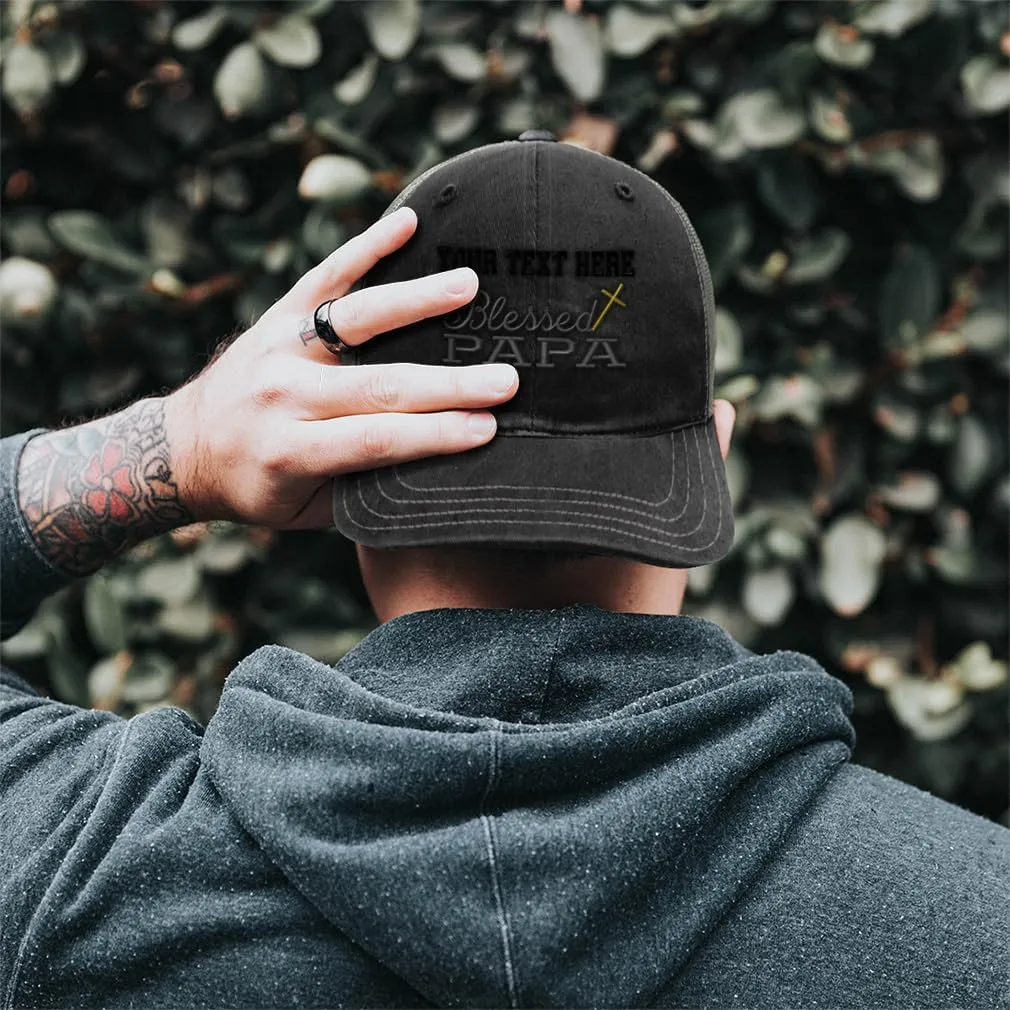 Custom Richardson Soft Mesh Cap Hat Embroidered Blessed Papa Father Daddy Dad Trucker Hats for Men & Women