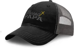 Custom Richardson Soft Mesh Cap Hat Embroidered Blessed Papa Father Daddy Dad Trucker Hats for Men & Women