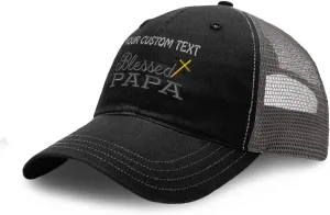 Custom Richardson Soft Mesh Cap Hat Embroidered Blessed Papa Father Daddy Dad Trucker Hats for Men & Women