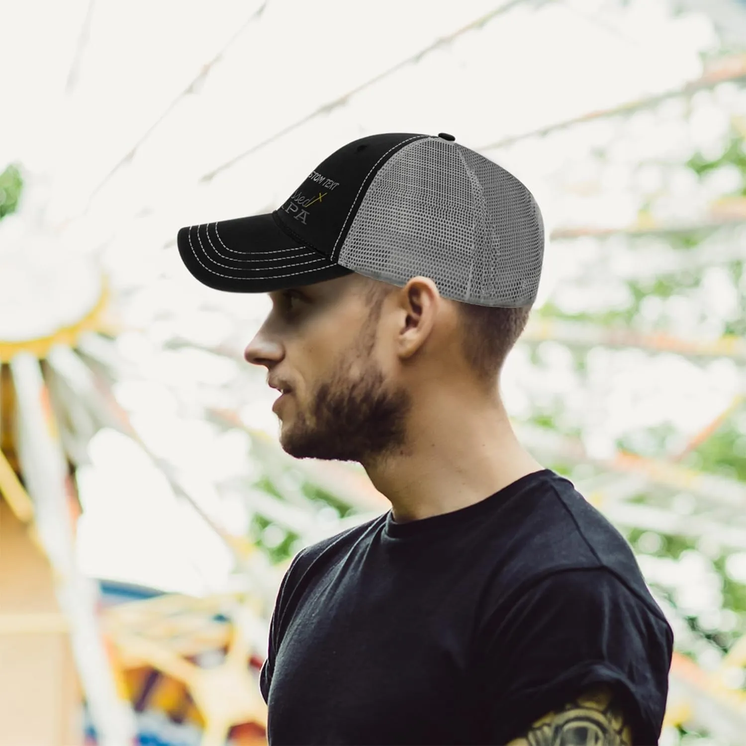 Custom Richardson Soft Mesh Cap Hat Embroidered Blessed Papa Father Daddy Dad Trucker Hats for Men & Women
