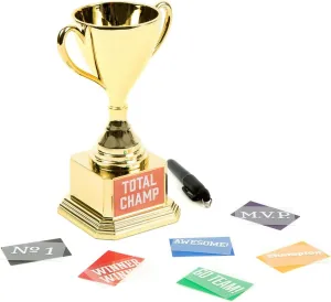 Customizable Team Novelty Trophy Cup Gold, Funny Gift, Rewards, Prizes, Award, Winning, Celebrations, Party, Dry Erase, Reusable - 8" H x 3.25" W